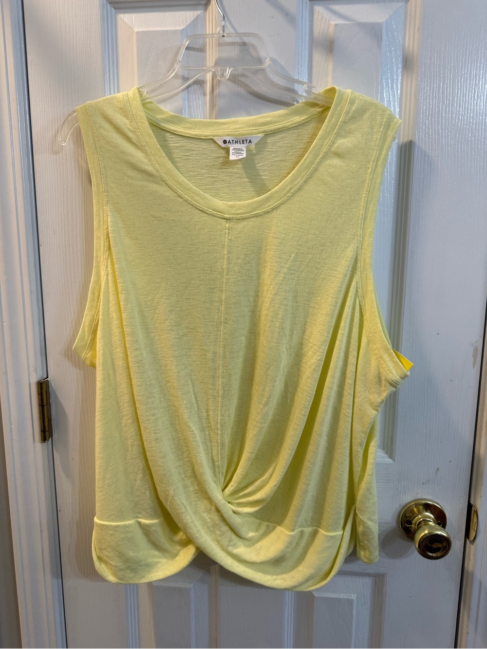 Athleta Pale Yellow Women's Knit Tee, 3X